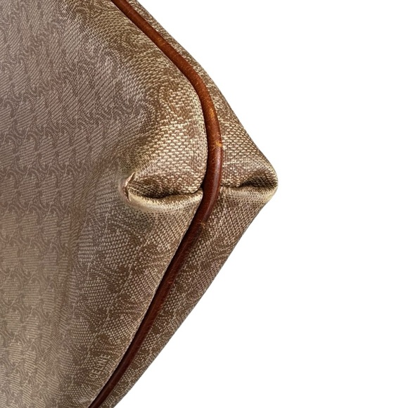 Authentic Celine Macadam Triomphe Beige & Tan Large Fold Over Clutch Evening Bag - Picture 14 of 16